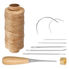 110 Yards 0.8mm 150D Leather Sewing Waxed Thread Cord Kit, Khaki