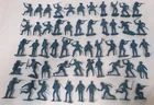 Vintage Marx Plastic 2.5" Blue Army Men 54 Figure Lot Horse Riding Shooting Etc