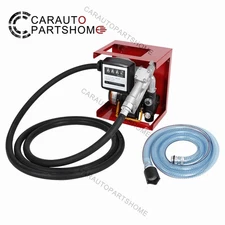 16GPM 110V Electric Oil Fuel Diesel Gas Transfer Pump w/Meter Manual Nozzle Hose