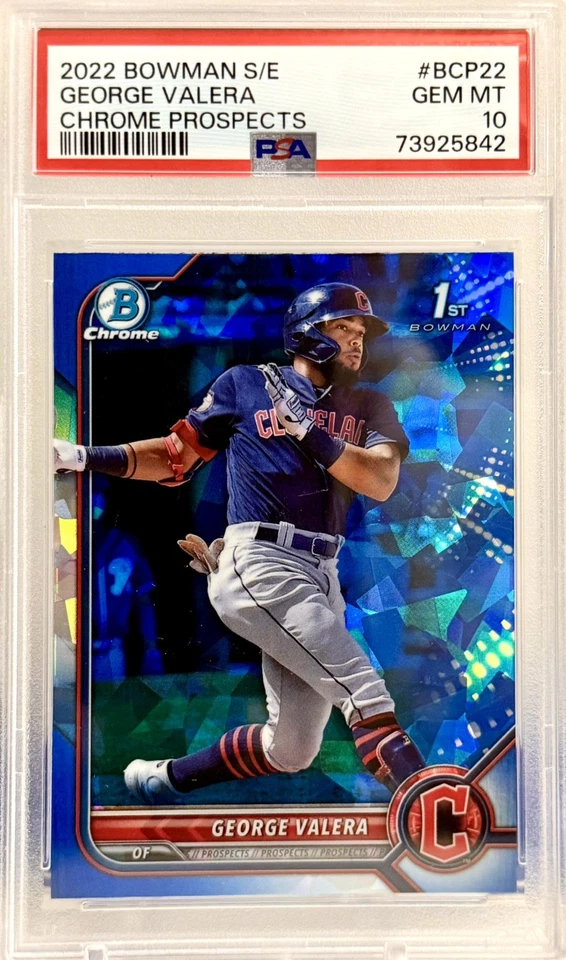 2022 George Valera Bowman Sapphire Edition #BCP-22 Chrome Prospects  (RC) PSA 10 - Image 3 of 4