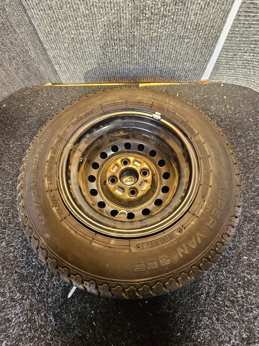 QTY 1) Yokohama Super Van Y355 145/80R12 Trailer Tire & Wheel Fits