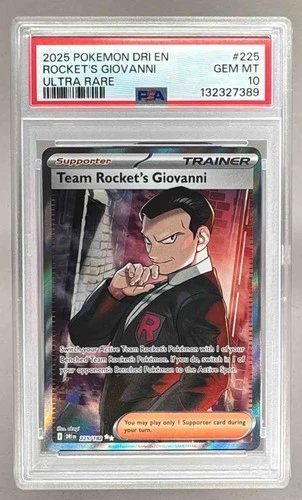 132327389 Team Rocket's Giovanni 2025 Pokemon Destined Rivals #225/182 PSA 10