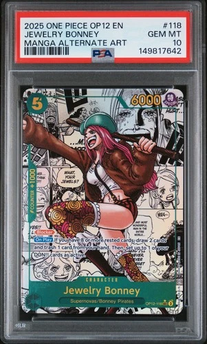 2025 ONE PIECE OP12-LEGACY OF THE MASTER #118 JEWELRY BONNEY PSA 10