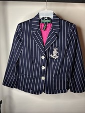Ralph Lauren Women's Striped Navy White Sz 6P Blazer LRL Monogram