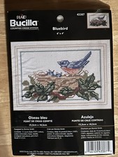 Counted Cross Stitch Kit Bluebird Baby Nest Bucilla 6" x 4" Spring Bird Blue