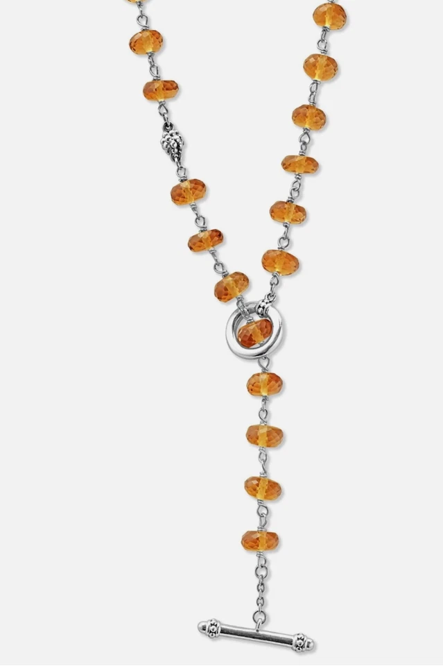 LAGOS 鱼子酱图标黄水晶串珠项链纯银 34 英寸全新 — 第 3/4 张图片