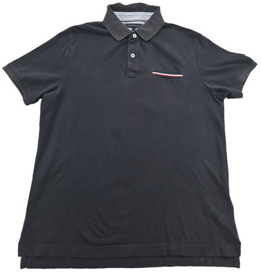 Tommy Hilfiger Mens Polo Shirt Large Navy Blue Slim Fit Cotton