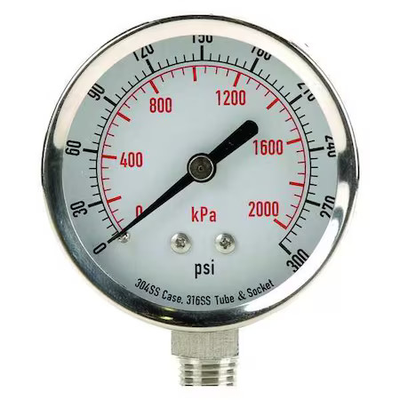 #ad Commercial Pressure Gauge 0 To 300 Psi 2 1 2 In Dial 1 4 In Npt Bottom $21.99