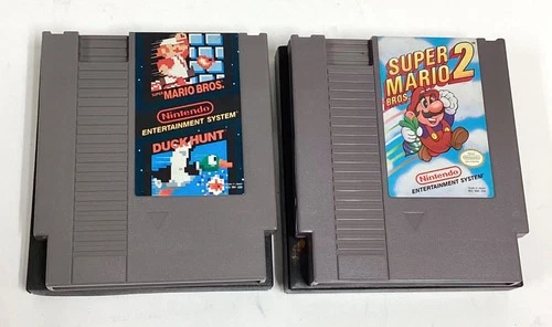 Vintage Lot of 2 NES Nintendo Super Mario Bros & Super Mario Bros 2