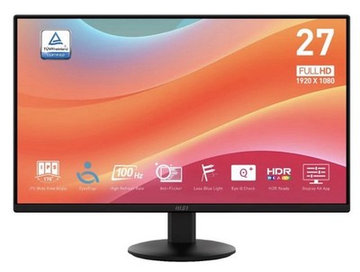 MSI PRO MP272L 27 Zoll 68,6 cm Full HD LED Monitor IPS 100Hz Schwarz HDR