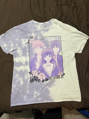 Fruits Basket White Purple Tie Dye Short Sleeve Shirt sz XL anime shirt Tohru