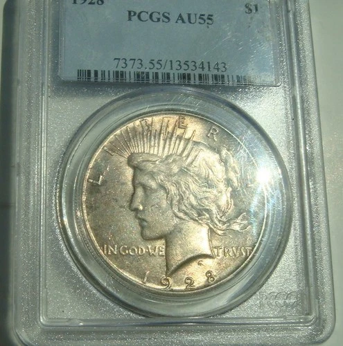 1928 Peace Silver Dollar AU55 PCGS