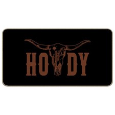 Western Longhorn Bull Skull Howdy Welcome Home Black Door Mat 17 x 30,Cow Sku...