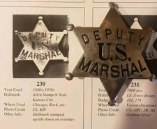 Antique Chicago 1890 Old West U.S. Marshal. Hmk Allen Stamp Kansas. James Arness