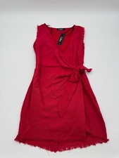 Lulus Meridian Wrap Cocktail Dress Women's Small Red Sleeveless Twist-Knot Front