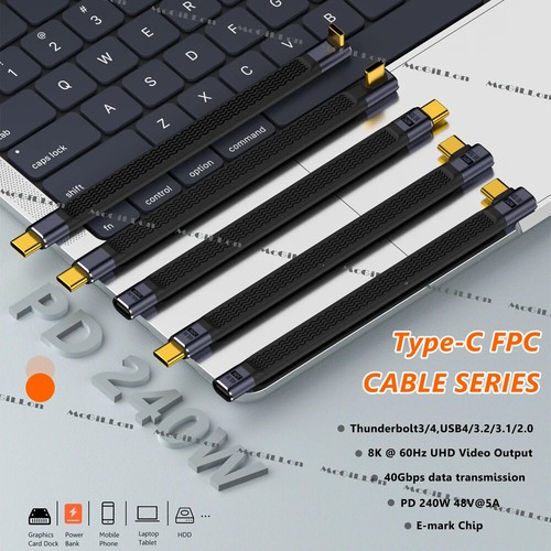Gomito USB 4.0 Gen3 40 Gbps Cavo FPC PD 240W 5A Ricarica Rapida USB C Cavo Dati - Foto 2 di 31