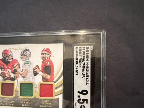 2020 Immaculate Joe Burrow Rookie Patch /99 Quad Justin Herbert GU Tua SGC 9.5 - Picture 3 of 6