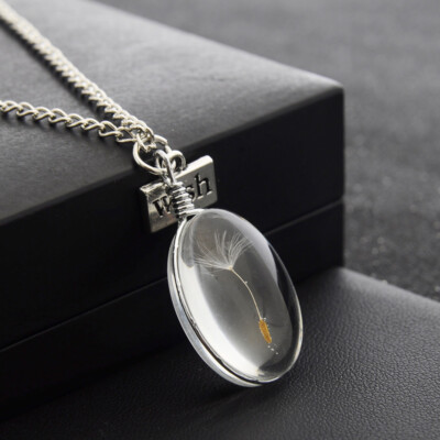 Pusteblume Wunschkette Glaskugel Anhänger Kristall Herz Modeschmuck Geschenk