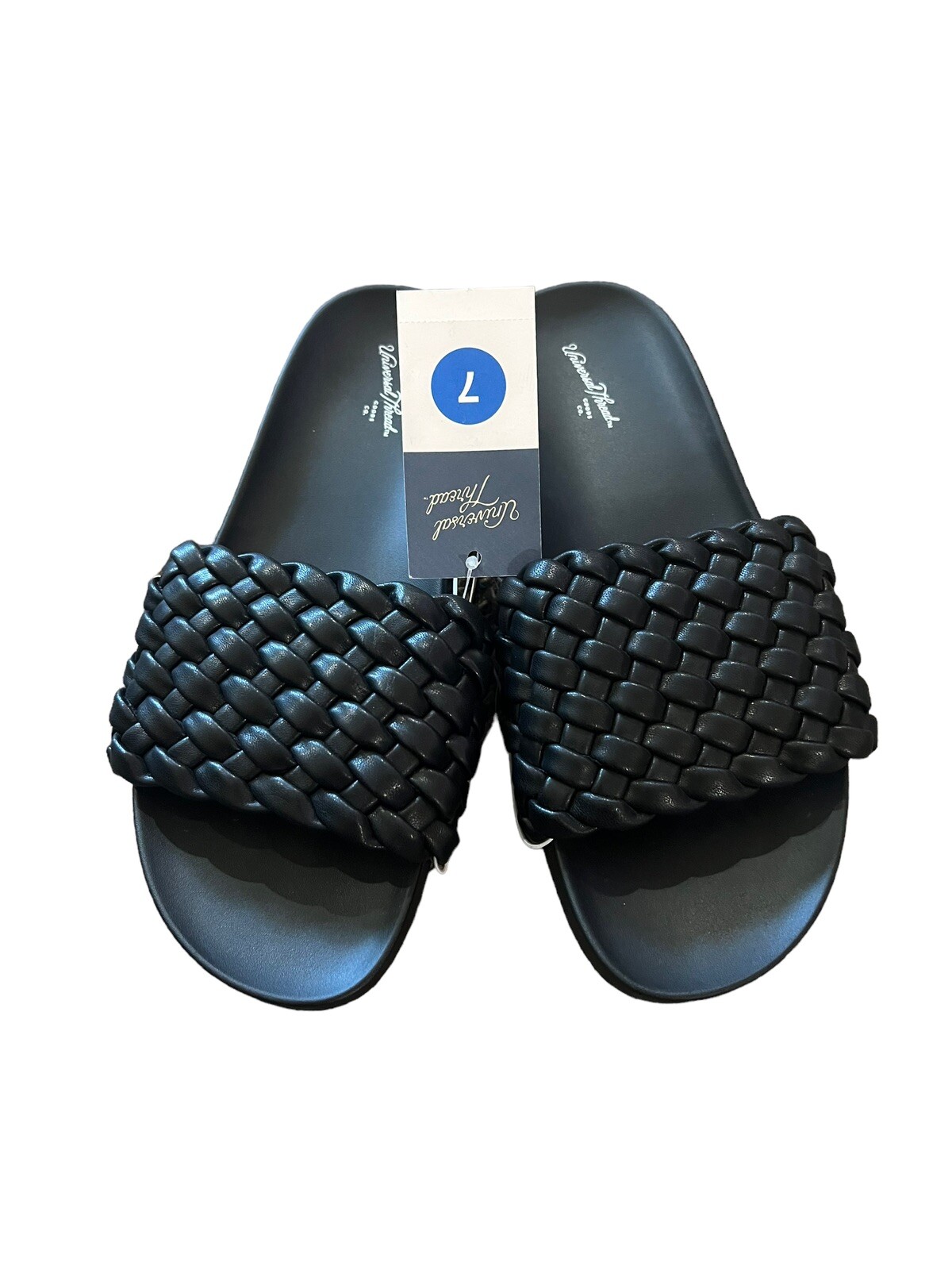 Universal Thread Women’s Sz 7 Black Slide Sandals Polly Woven Band New