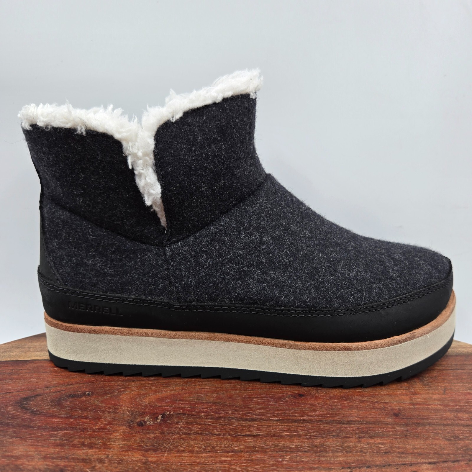 Merrell Juno Stivali Donna 6 Nero Lana Foderati in Pile Stivaletti Caldi Impermeabili