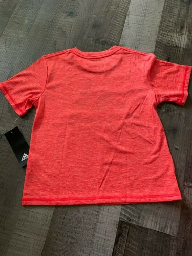 NWT Boys Adidas Heather Orange White Athletic T-shirt Size 6 polyester tee - Picture 2 of 3