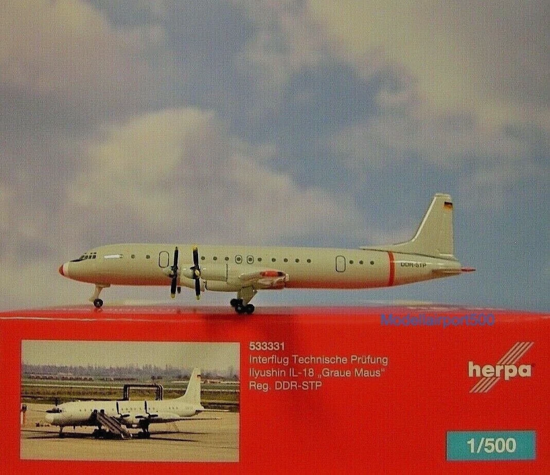 HERPA WINGS 510691 INTERFLUG Ilyushin IL-18D DDR-STK Scale 1:500 EUR 38 HERPA WINGS 510691 INTERFLUG Ilyushin IL-18D DDR-STK Scale 1:500 EUR 38