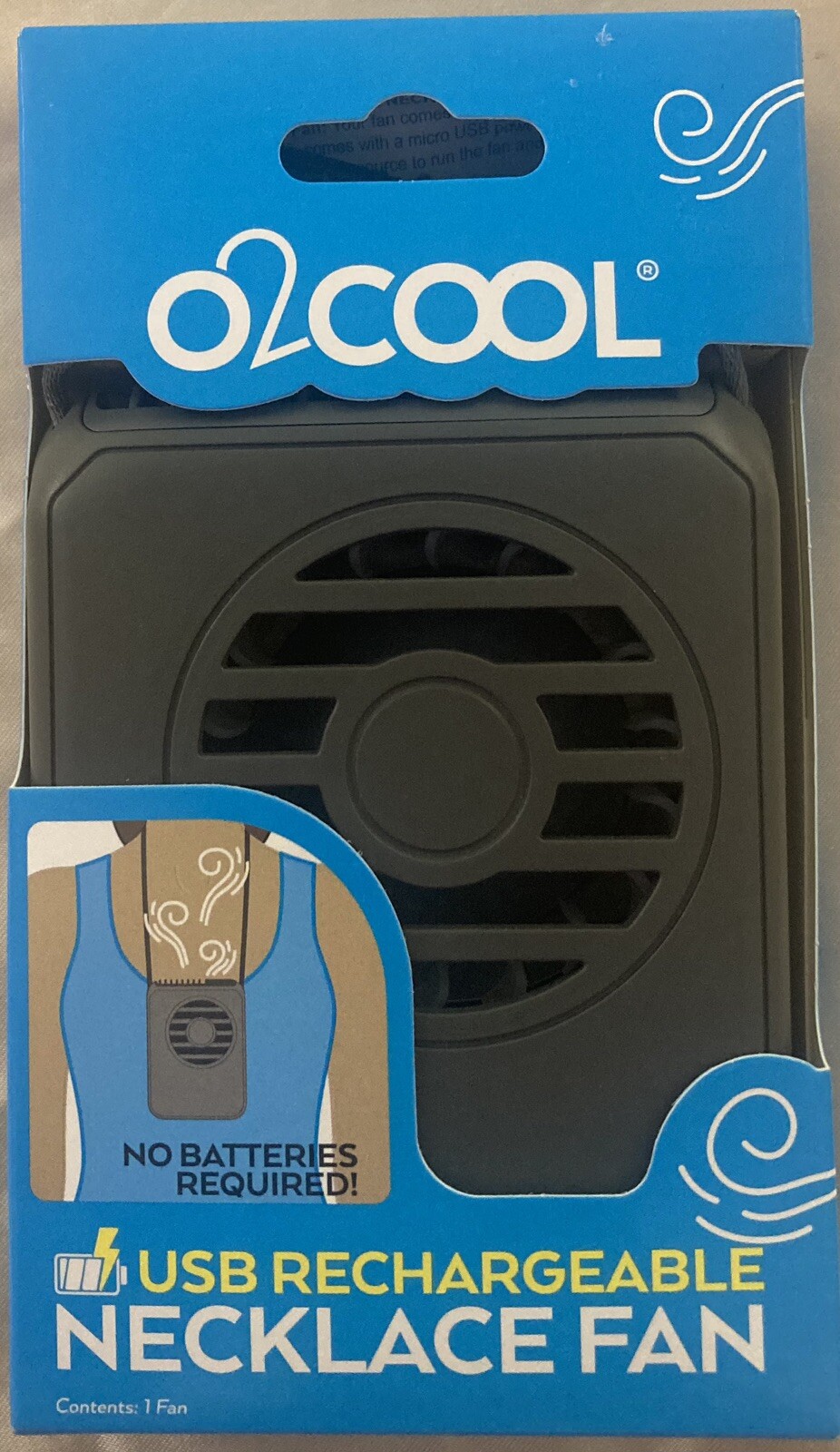 O2COOL USB Rechargeable Necklace Fan Lasts Up To 18 Hours On One Charge
