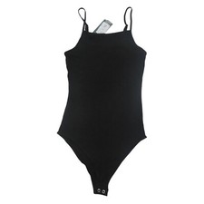 Wild Fable Womens Juniors Size XS Spaghetti Strap Bodysuit Ribbed Black