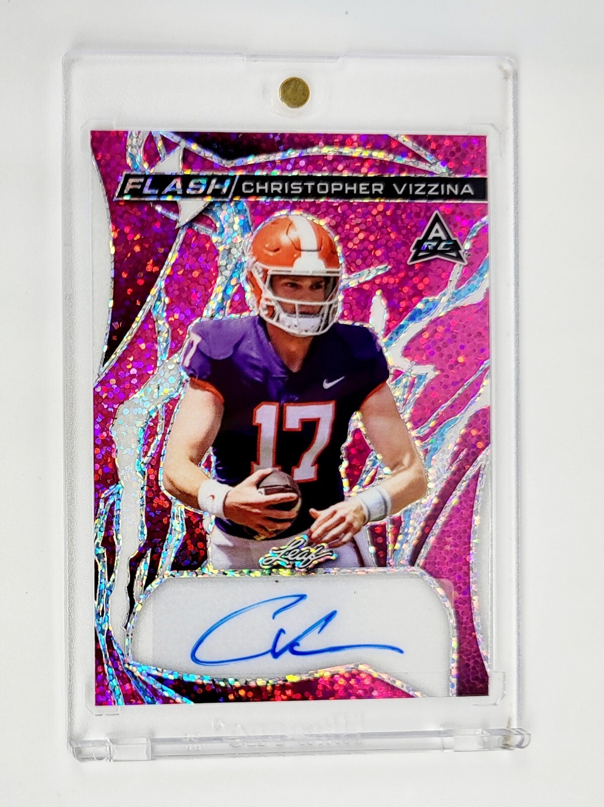 MINT #/7 RC AUTO PINK FLASH 2023 Leaf Christopher Vizzina Clemson Tigers  🐅