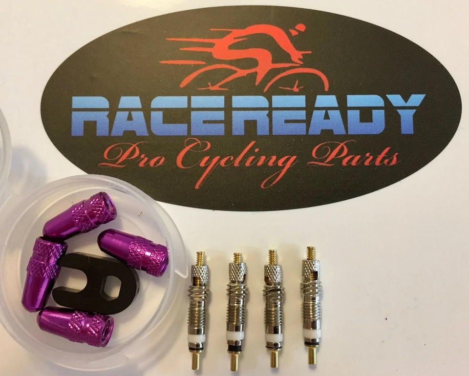 4 RaceReady..Presta Valve Cores + 4 Alloy Caps + Valve Core Tool + Container.MTB - Image 3 of 4