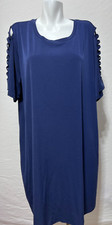 Michael Kors Women True Navy Blue  Dress 3X Plus Size Ladder Open Sleeve New NWT