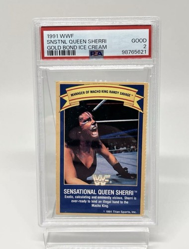 1991 WWF SNSTNL QUEEN SHERRI GOLD BOND ICE CREAM PSA 2 Rare