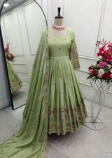 Traditional Look Pure Chinnon Silk Gown And Bottom With Fancy Dupatta For Women