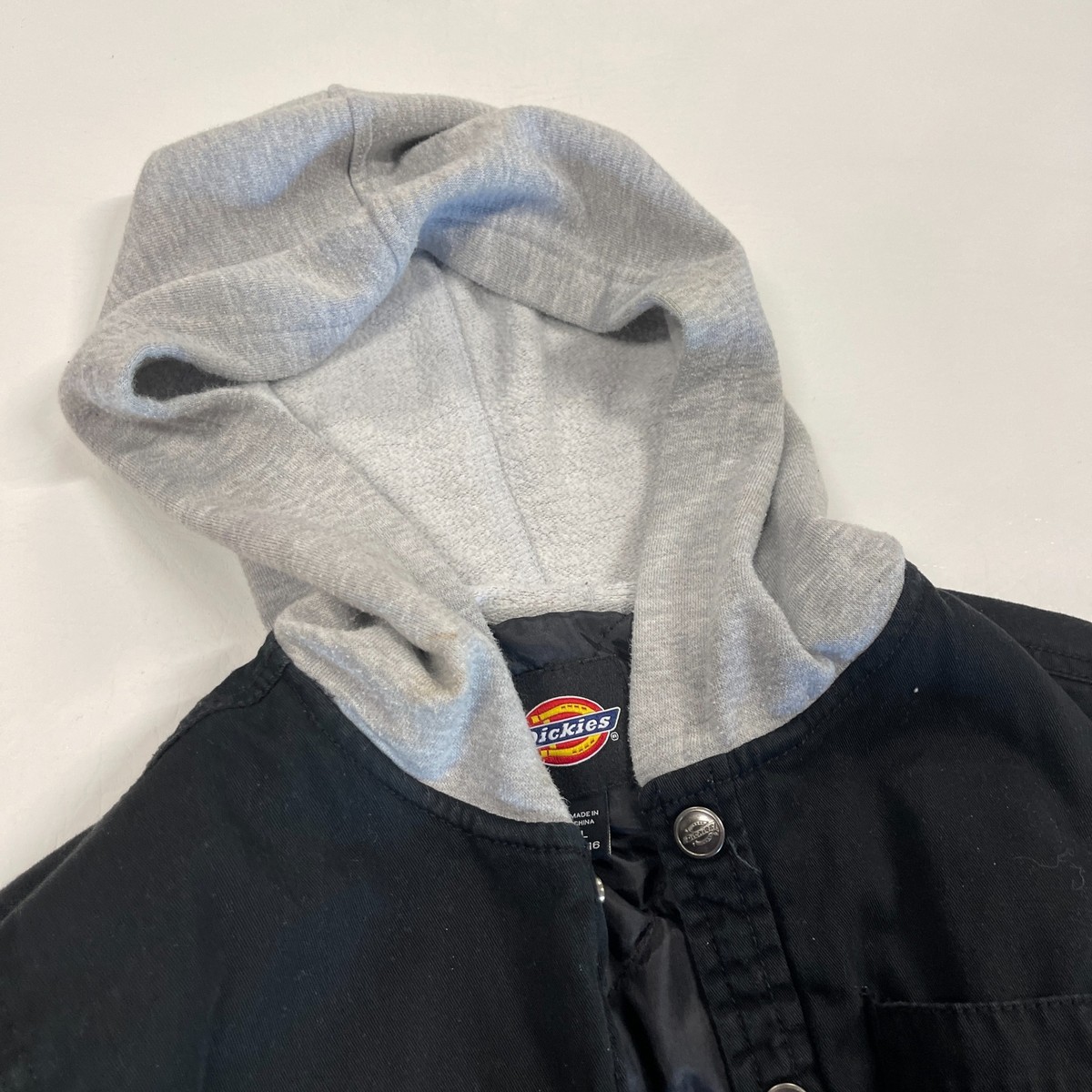 Dickies Workwear Jacket BOYS L Black Denim Snap Button