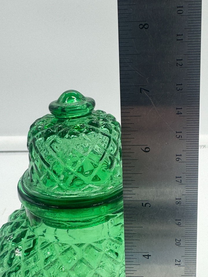 Vintage Emerald Green Glass Diamond Pattern Apothecary Jar Urn eBay