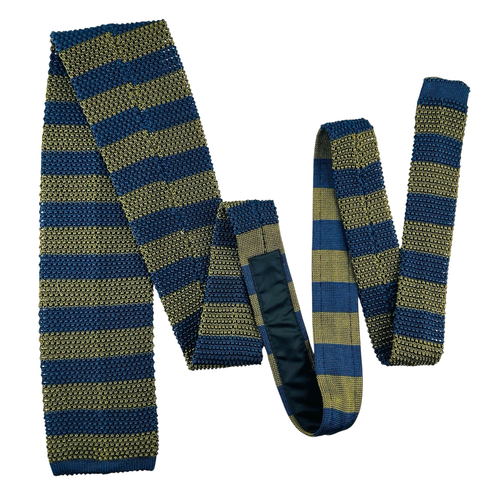 Italian 100% SILK Square Tip Knit Crochet Necktie Stripe XL LONG Depaz Bologna