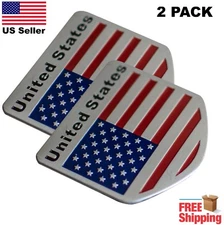 2x Motorcycle Emblem American Flag Decal Stickers