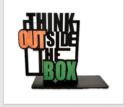 VIBHSA Wooden Think Outside The Box showpiece For Study Table & Home Decor Gift
