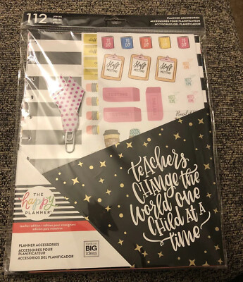 The Happy Planner Teacher Edition 112 Pieces. Teacher Change The World One..new