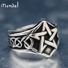 MENDEL Mens Celtic Wiccan Pagan Pentagram Star Ring Stainless Steel Size 7 8-13