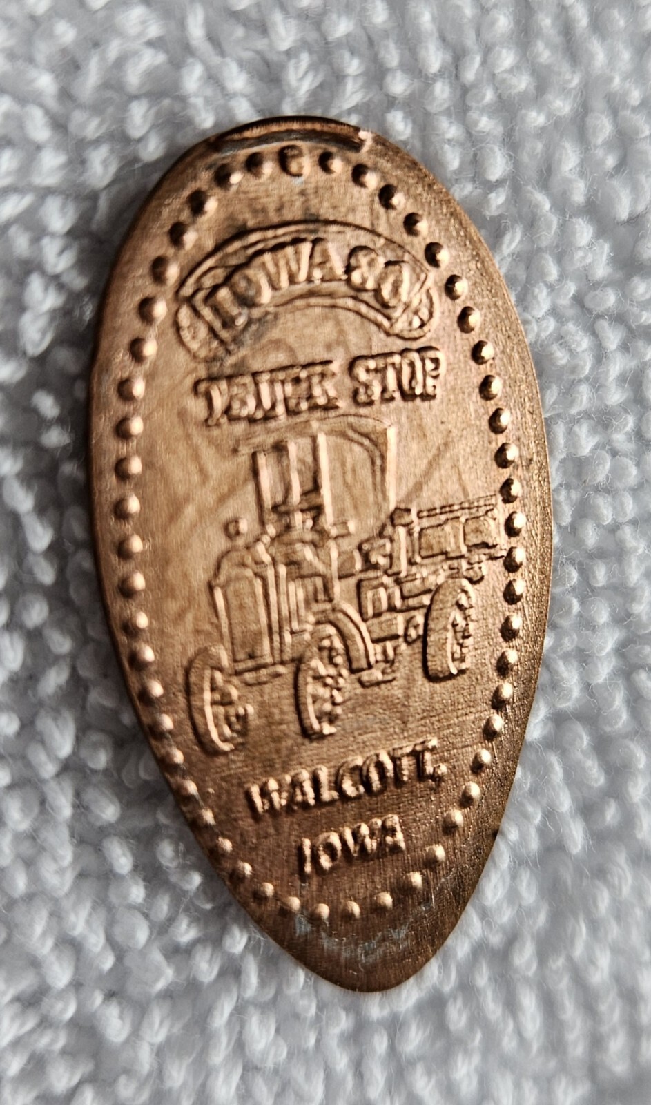 Iowa 80 Truck Stop Walcott IA Elongated Pressed Penny Antique Truck