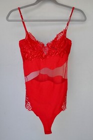 La Perla Red Bodysuit Lace and Sheer Mesh US 30 IT 0 - C