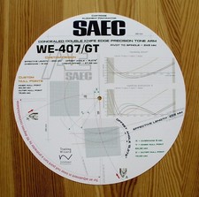 SAEC WE-407/GT Custom Designed Tonearm Cartridge Stylus Alignment Protractor