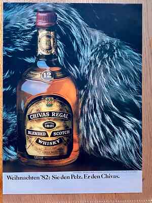 Sie den Pelz Er den Chivas Regal Whisky Original 1982 Vintage Advert Werbung