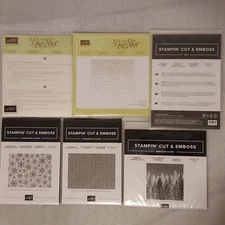 Lot 6 Stampin Up Embossing Folders Dies LAYERING CIRCLES STITCHED SWEETLY ~ NEW
