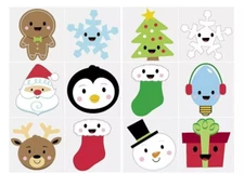 72 Holiday Glitter Temporary Tattoos Assorted Designs Party Favors Treasure Box