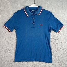 Vintage 80s Wrangler Classic Logo Polo Shirt Youth Medium Blue Made In USA