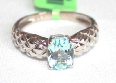 Gold Ring Weißgold 375 9 ct, Aquamarin 17,8 (56) 3,1 Gramm 1ct Neu OVP