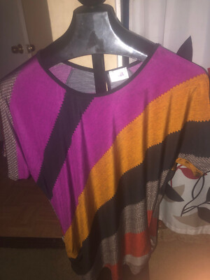 Lavish 2Xlarge Multicolored short sleeve striped pullover blouse