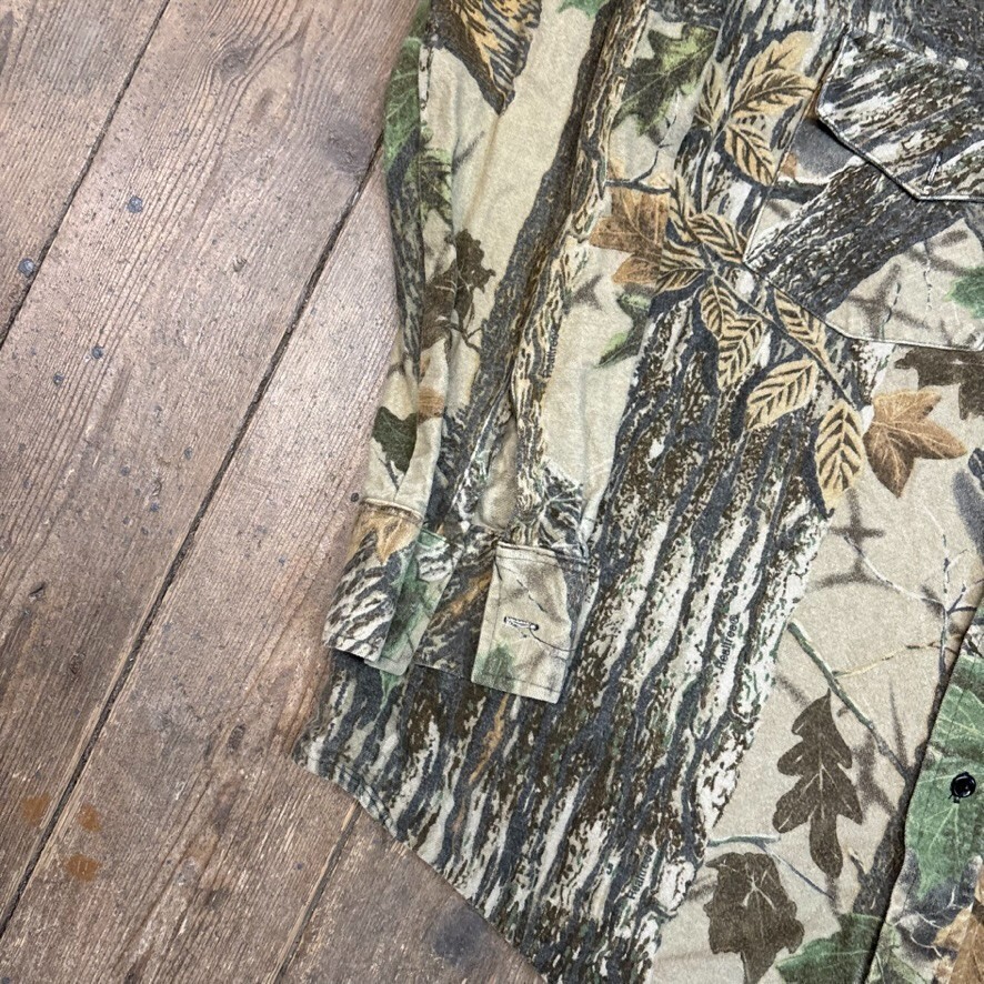 Real Tree Shirt Heavyweight Camo Army Button Down Top, Green, Mens XL image 6